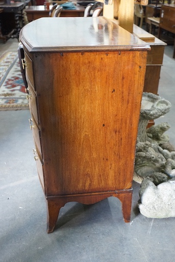 A Regency satinwood banded mahogany bowfront four drawer chest, width 100cm, depth 51cm, height 93cm